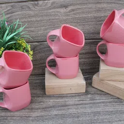 laghima jadon Pack of 6 Ceramic Tea/Coffee Square Shape Cups Latest Design Beautiful 150ML-picture-2