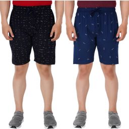 Pack of 2 Printed Men Dark Blue, Blue Bermuda Shorts-image-95