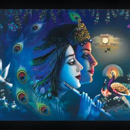 Radha Krishna Framed Art Print for Room Decor Digital Reprint 10 inch x 13 inch Painting-28