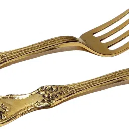 Set of 2 pieces Brass Forks Floral Design Daily Multipurpose Use Disposable Brass Baby Fork Set-19
