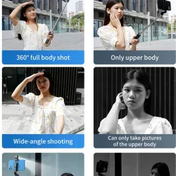 POZUB 3-in-1 Selfie sticks & Monopods With Flash Light &Remote Control Selfie Gimbal Tripod, Monopod, Monopod Kit, Tripod Ball Head, Tripod Bracket, Tripod Clamp, Tripod Kit image 2