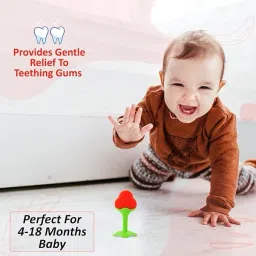 glam blush Appealing strawberry teether for playful teething distraction Teether and Feeder image 4