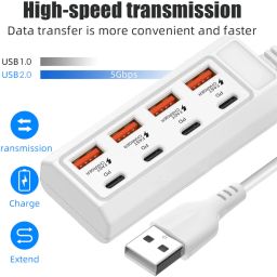 ENMORA BEST 8-in-1 Hub with 4 Type C & 4 USB Port Hub Multiport Adapter WKD4 BEST 8-in-1 Hub with 4 Type C & 4 USB Port Hub Multiport Adapter WKD4 USB Hub-image-99