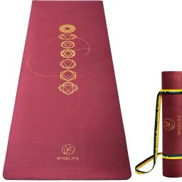 7 chakra Printed 6MM Yoga Mat + Yoga Strap For Men, Women, Kids | Anti-Slip - Maroon 6 mm Yoga Mat-picture-8