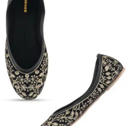 White embroidered mojari for women with beads embellishment Casuals For Women-image-66