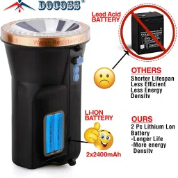 docoss 30 W Torch Light High Power Long Distance Long Range,4800 mAh / 6-12 Hours High Battery Back up Waterproof Rechargeable Led Torch Ultra Bright Kisan Torch Search Light Torch image 2