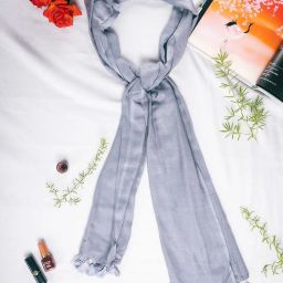 Solid Rayon Women Grey Fancy Scarf, Scarf, Stole-image-37