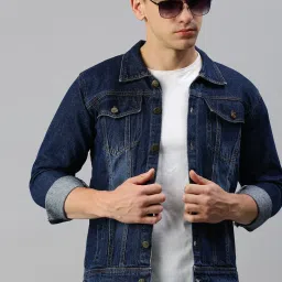 Men Solid Denim Jacket-image-24