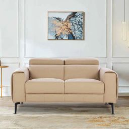 casacraft from pepperfry Atmore Half Leather 2 seater Sofa In Oyster Beige Colour With Adjustable Headrest-picture-18