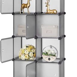 ® Organizer 8-Cube DIY Plastic Closet Cabinet with Modular Clothes Black Plain PP Collapsible Wardrobe-image-18