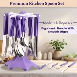 Kitchen Spoon Set, Cutlery Set for Dining Table with Stand Stainless Steel Cutlery Set-13