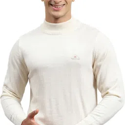 Men Solid Turtle Neck White Sweater-image-39