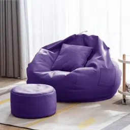 4XL Bean Bag with Footrest and Cushion Ready To Use Faux Leather Teardrop Bean BagWith Bean Filling-picture-21