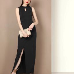 Women Bodycon Black Maxi/Full Length Dress-image-96