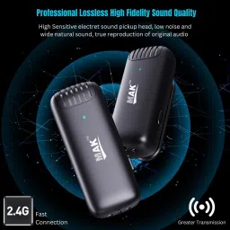 mak MK-13 Pro Dual Lapel Mic with Charging Case Recording YouTube Videos Voice Over Wireless Collar MIC image 4