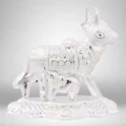 silver cow and calf idol for puja, kamdhenu cow for home and gifting purpose_I40 Decorative Showpiece - 4 cm-image-79