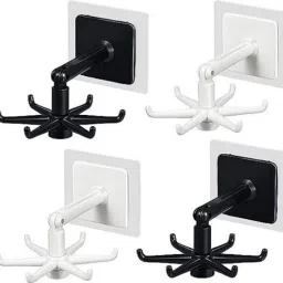 4PC 360° Rotating Self-Adhesive Kitchen,Wall,Door,Cabinet,Hanging Hook Holders. Hook 6-27