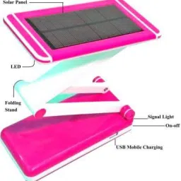 akr LED Lamp With Attached Solar Panel Desk Lamps Study Lamp +2-in-1 USB Mobile Charging + 36 SMD Study Lamp Table Lamp ( 30 CM , PINK ) Study Lamp image 3