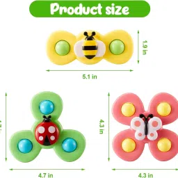 3Pcs Silicone Suction Cup Base Spinning Bath Toy-25