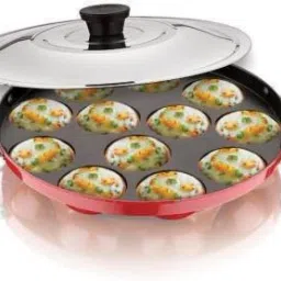 Non-Stick 12 Cavity Appam Patra/Paddu Maker/Paniyarakkal Side Handle with Lid Paniarakkal with Lid 12 L capacity 24 cm diameter-15