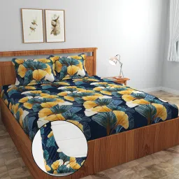 320 TC Cotton Double Printed Fitted (Elastic) Bedsheet-image-73
