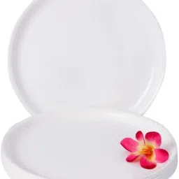 Unbreakable BPA Free Serving Dinner Plates Plain 11 Inch Round Food Grade Virgin Plastic Full Plate Set for Home Kitchen Cafeteria Restaurant (Microwave) White Dinner Plate-image-1