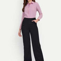 broadstar Women Loose Fit Black Cotton Blend Trousers-picture-16