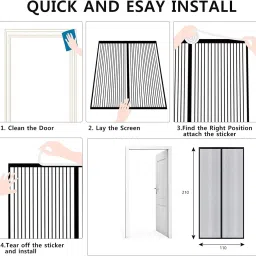 shiv kraft Polyester Kids Washable Mosquito Door Net With Magnet Screen Curtain For All Doors,Self-Closing Quick Mosquito Net image 3