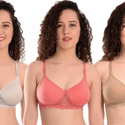 Pack of 3 Women Bralette Lightly Padded Bra-image-9