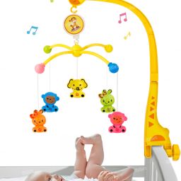 Musical Wind up Cot Mobile Bed Ring with Hanging Toys, Soft Soothing Music Rattle-picture-3