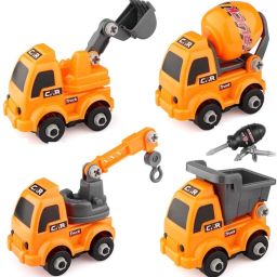 Construction Toys Assembly Vehicles 1 Excavator 1 Crane 1 Dumper 1 Tank Truck-image-74
