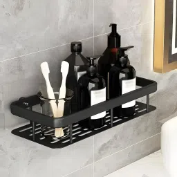 Self-Adhesive Multipurpose Wall Mounted Bathroom Shelves Polypropylene, Plastic Wall Shelf-picture-5