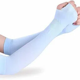 Full Arm Sleeves for Women and Girls for Skin Protection from Sun in Blue Color Driving Gloves-image-65