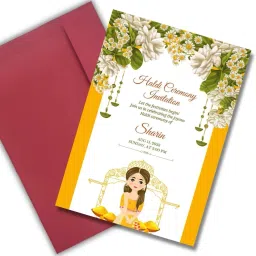 5.8x8.3inches Haldi Ceremony A5 Size Self Fill-in Invite with Premium Envelope Invitation Card-19