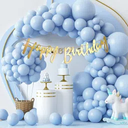 Sky Blue Balloons, Happy Birthday Banner Decoration Kit Pack Of 40-image-40