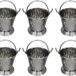 Stainless Steel Daal/Sabji/Gravy Serving Bucket/Balti Small- Set of 6 Gravy Bucket Serving Set-image-66