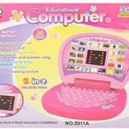 jojoss Easily Learning ABC And 123 Mini Laptop With LED Display And Music (Pink) image 2