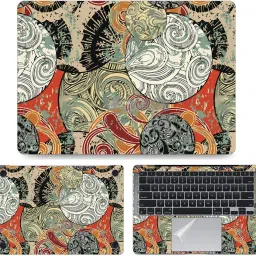 dzazner Fullbody 4 in 1 Precision Cut Laptop Skin Wrap (Top, Bottom, Around Keyboard, Trackpad Protector) Decal Vinyl Sticker Compatible for MacBook Air 13 Inch M1 2020, Model A2337 - Circle Art Self Adhesive Vinyl Laptop Decal 13-10