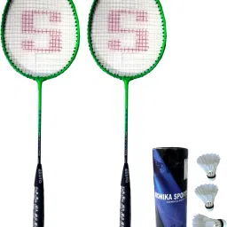 2000 Combo 2 Pc Single Shaft Racquet With 3 Pc Feather Shuttle Badminton Kit-image-60