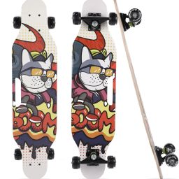 Spunkz Maple Skateboard | Longboard | PU Wheels with LED Light, (Smart Dog) 8 inch x 31 inch Skateboard-13