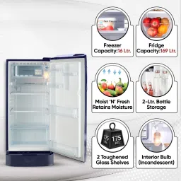 lg 185 L Direct Cool Single Door 5 Star Refrigerator with Base Drawerwith Smart Inverter Compressor, Fast Ice Making image 3