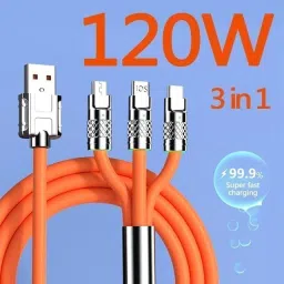 QIZMI 3-in-1 Cable 1.2 m USB Charging Cable, Mobile, Tablet, Computer, Laptop, Power Bank, Smart Watch, Trimmer, Speaker Cable for Android & IOS image 4