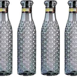 Plastic Fridge Water Bottle Set Of 6, Crystal Diamond Texture Design 1000 ml Bottle-image-39