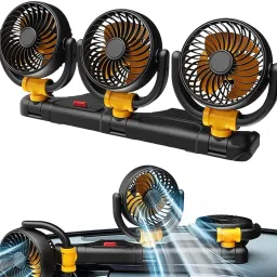 12V Electric Car Cooling Fan 360 Degree Triple Head Air Fan Car Interior Fan-image-77