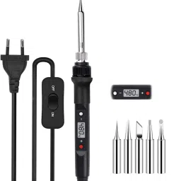 Temperature Adjustable Soldering Iron Kit With 5 Different Soldering Tips, 80W Soldering Trainer Electronic Hobby Kit-16