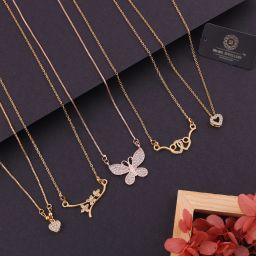 Pack of 5 Gold Plated Necklace Pendant Chain for women Diamond Gold-plated Plated Alloy Necklace-image-4