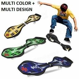 Highly Flexible Aluminum 360 Degree Rotating Alloy Two Wheel Heavy Duty Cruiser Board | Wave Board | Caster Board | Ripstick | Skate Board 30 X 9 Inch for Beginners or Professional with LED Flash Lights PU 80mm Wheels & 180 KG Weight Capacity With Waterproof Army Design One Solder Zip Bag 37 inch x 5.3 inch Skateboard-24