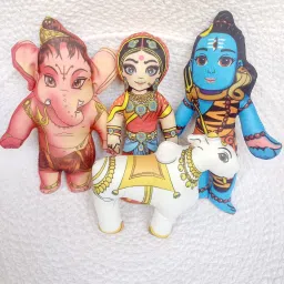 UAS PARVATI BHOLENATH GANESH NANDI SOFT TOYS - 7.5 inch-7