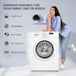 bosch 6.5 kg Drive Motor, Anti Tangle, Anti Vibration Fully Automatic Front Load with In-built Heater White image 2