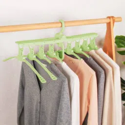 Multi-Function 360 Degrees Rotatable Hook Storage Rack Magic Rotating Anti-Skid Folding Drying Rack Portable Hanging Household Wet and Dry Clothes Hanger Closet Hook Plastic Pack of 1 Hangers Plastic Shirt Hanger ForShirt-16
